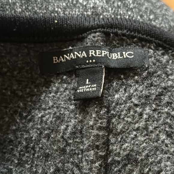 Banana Republic Sz L heather gray open cardigan black trim cascade front Sz L - Picture 6 of 9